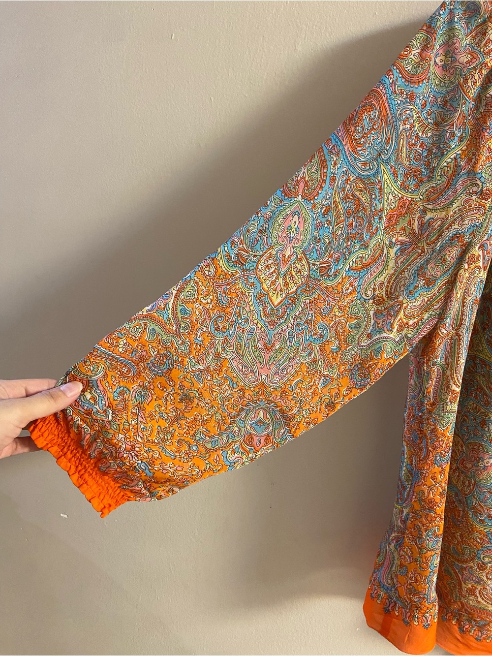 Sundance Orange Paisley Peasant Tunic Silk Large - Picture 6 of 7